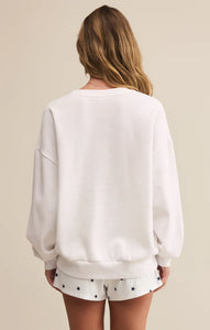 Z SUPPLY OVERSIZED USA SWEATSHIRT - WHITE