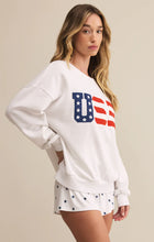 Load image into Gallery viewer, Z SUPPLY OVERSIZED USA SWEATSHIRT - WHITE
