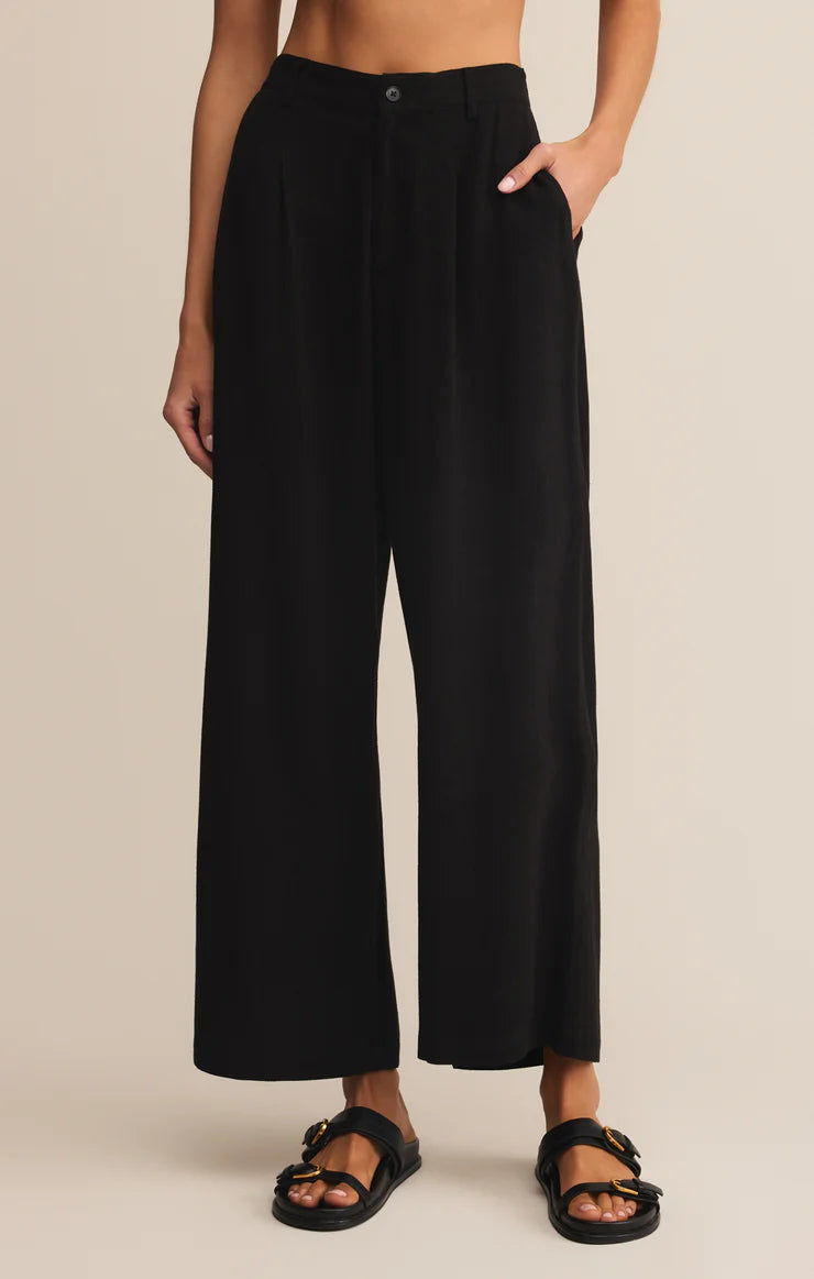 Z SUPPLY VISTA LINEN PANT - BLACK