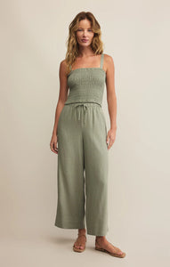Z SUPPLY EASTON TEXTURED LINEN PANT - AVOCADO