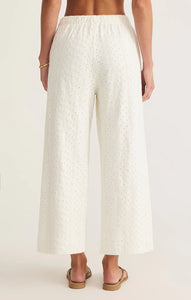 Z SUPPLY ROMI KNIT EYELET PANT - WHITE