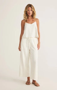 Z SUPPLY ROMI KNIT EYELET PANT - WHITE