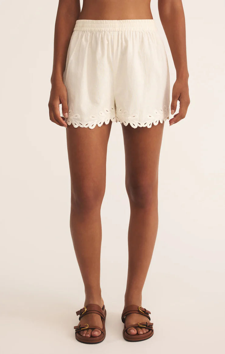 Z SUPPLY PESARO EMBROIDERED LINEN SHORT - WHITE