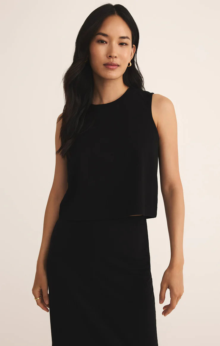 Z SUPPLY SLOANE COTTON JERSEY TANK - TRUE BLACK