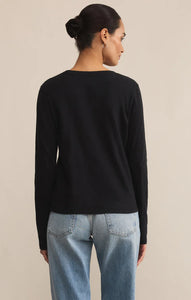 Z SUPPLY MODERN SLUB LONG SLEEVE TOP - BLACK