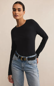 Z SUPPLY MODERN SLUB LONG SLEEVE TOP - BLACK