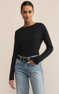 Z SUPPLY MODERN SLUB LONG SLEEVE TOP - BLACK