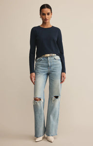 Z SUPPLY MODERN SLUB LONG SLEEVE TOP - ECLIPSE