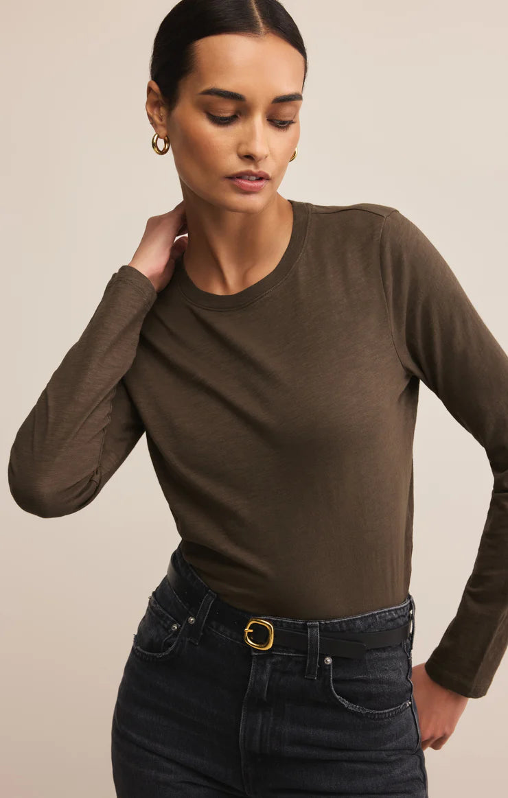 Z SUPPLY MODERN SLUB LONG SLEEVE TOP - TAVERN