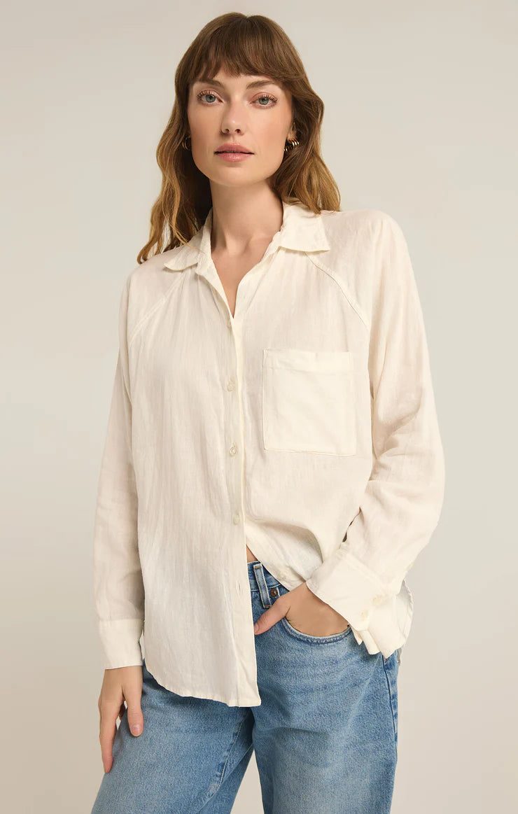 Z SUPPLY PERFECT LINEN TOP - WHITE