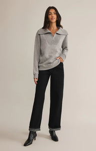 Z SUPPLY SONATA FLEECE HALF ZIP SWEATSHIRT - CLASSIC HEATHER GREY