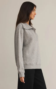 Z SUPPLY SONATA FLEECE HALF ZIP SWEATSHIRT - CLASSIC HEATHER GREY