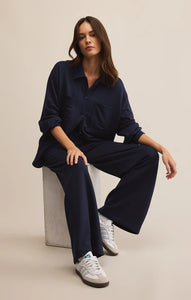 Z SUPPLY LAYOVER MODAL FLEECE BUTTON UP - ECLIPSE