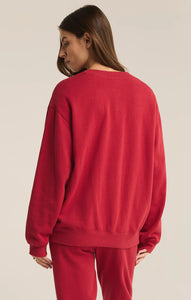 Z SUPPLY CLASSIC BOYFRIEND FLEECE SWEATSHIRT - HAUTE RED