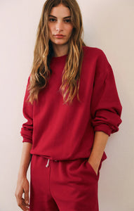 Z SUPPLY CLASSIC BOYFRIEND FLEECE SWEATSHIRT - HAUTE RED
