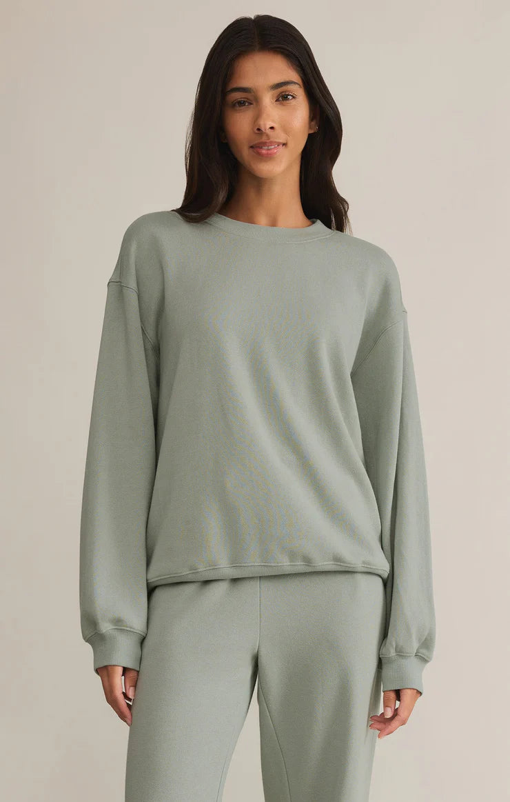 Z SUPPLY CLASSIC BOYFRIEND FLEECE SWEATSHIRT - SAGE GREEN