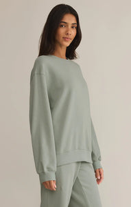 Z SUPPLY CLASSIC BOYFRIEND FLEECE SWEATSHIRT - SAGE GREEN