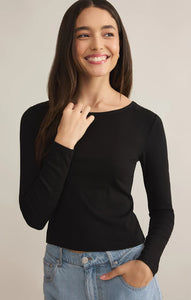 Z SUPPLY INFINITY FITTED LONG SLEEVE TEE - BLACK