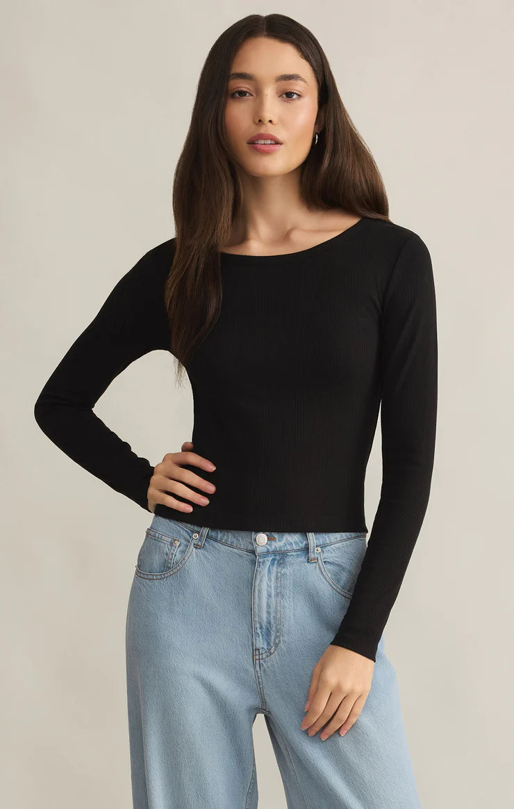 Z SUPPLY INFINITY FITTED LONG SLEEVE TEE - BLACK