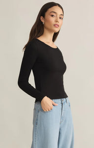 Z SUPPLY INFINITY FITTED LONG SLEEVE TEE - BLACK
