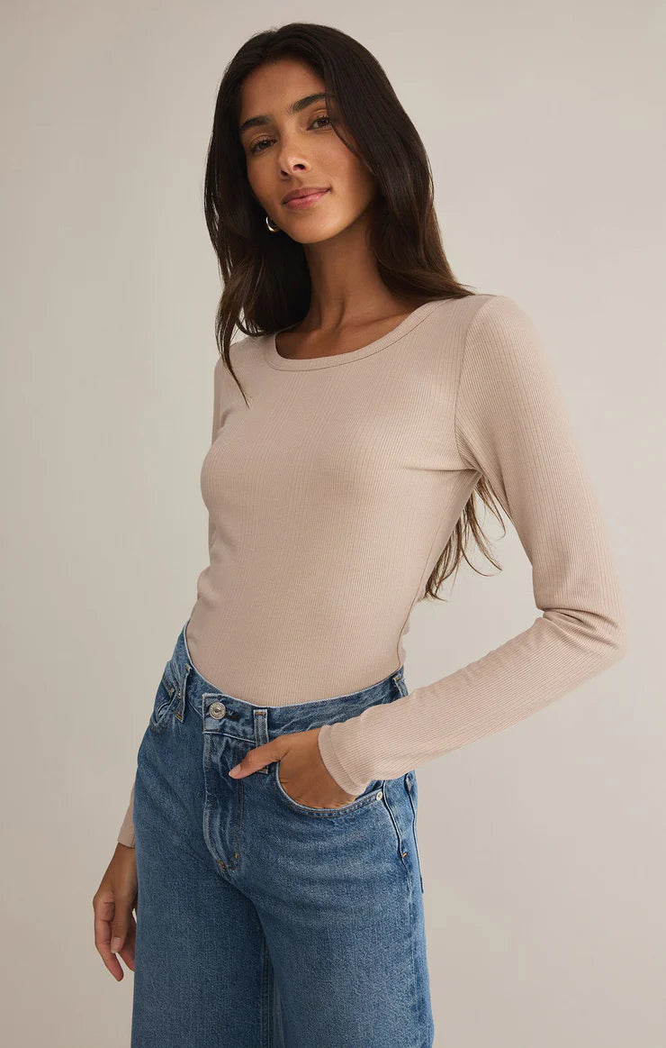 Z SUPPLY INFINITY FITTED LONG SLEEVE TEE - PARCHMENT