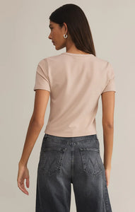 Z SUPPLY SECOND SKIN CROPPED TEE - PARCHMENT