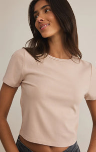 Z SUPPLY SECOND SKIN CROPPED TEE - PARCHMENT