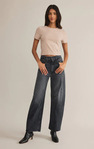 Z SUPPLY SECOND SKIN CROPPED TEE - PARCHMENT