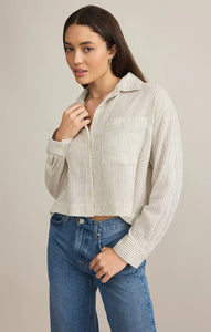 Z SUPPLY DEL MAR COTTON GAUZE STRIPED SHIRT - NATURAL