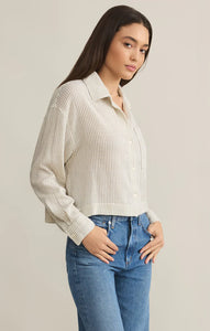 Z SUPPLY DEL MAR COTTON GAUZE STRIPED SHIRT - NATURAL