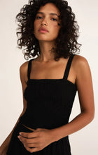 Load image into Gallery viewer, Z SUPPLY AMELIE SMOCKED LINEN CROP TOP - BLACK
