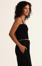 Load image into Gallery viewer, Z SUPPLY AMELIE SMOCKED LINEN CROP TOP - BLACK

