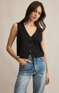 Z SUPPLY MARTA LINEN VEST - BLACK
