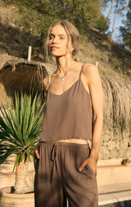Z SUPPLY SABEL CROPPED LINEN TANK - TIKI