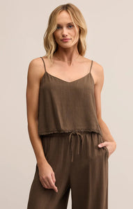 Z SUPPLY SABEL CROPPED LINEN TANK - TIKI