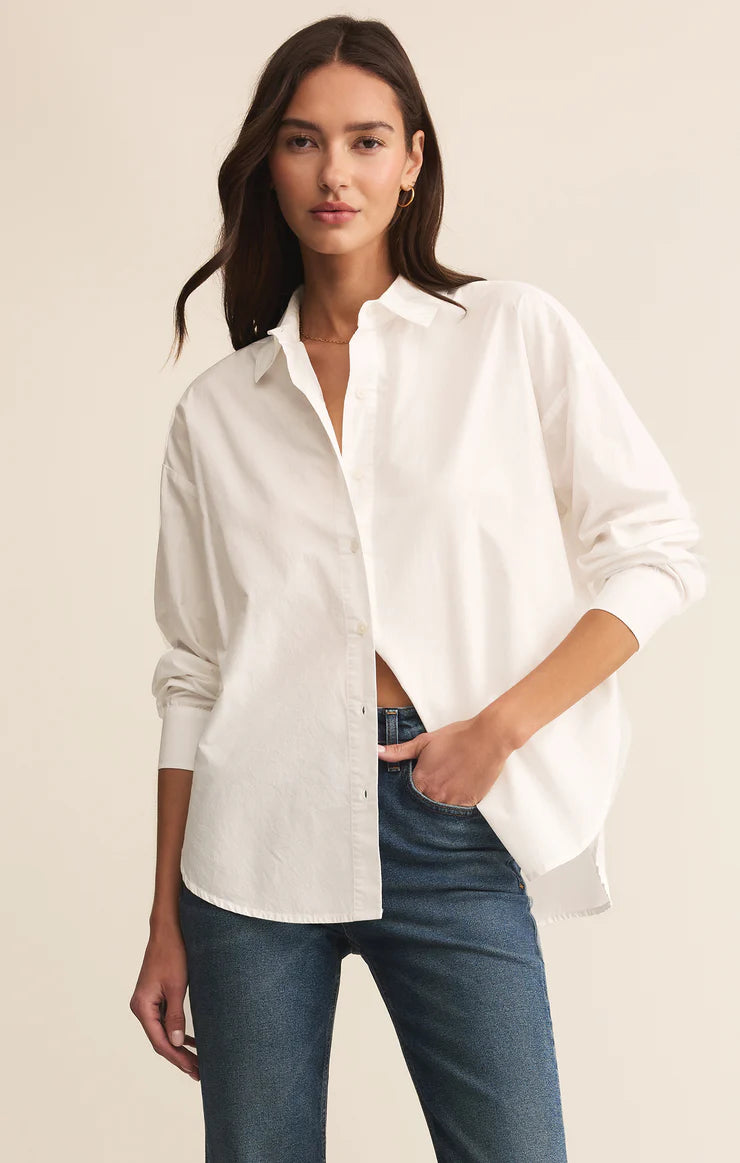Z SUPPLY ELEVATED POPLIN BUTTON UP - WHITE