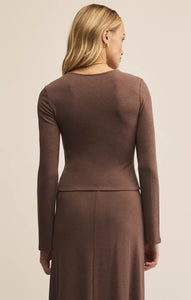 Z SUPPLY DEMURE CROPPED LONG SLEEVE - SUEDE