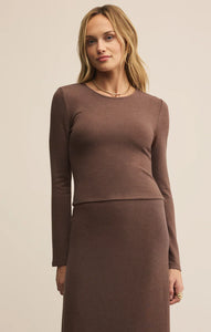Z SUPPLY DEMURE CROPPED LONG SLEEVE - SUEDE