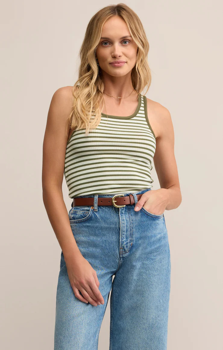 Z SUPPLY CLASSIC STRIPED SCOOP TANK - FERN