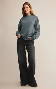 Z SUPPLY CLASSIC BOYFRIEND SWEATSHIRT - STORM CLOUD