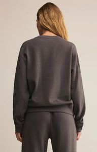 Z SUPPLY CLASSIC BOYFRIEND SWEATSHIRT - WASHED BLACK