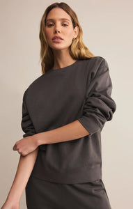 Z SUPPLY CLASSIC BOYFRIEND SWEATSHIRT - WASHED BLACK
