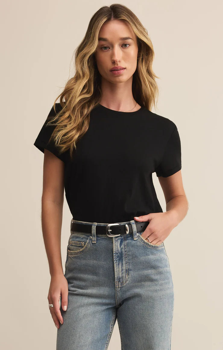 Z SUPPLY TOURIST KNIT JERSEY TEE - BLACK