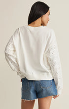 Load image into Gallery viewer, Z SUPPLY MOSAIC KNIT EYELET SWEATSHIRT - WHITE
