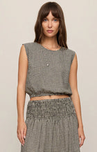 Load image into Gallery viewer, Z SUPPLY MERIT CROPPED GINGHAM LINEN TOP - BLACK
