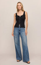 Load image into Gallery viewer, Z SUPPLY LAINEY POINTELLE BUTTON FRONT TANK - BLACK
