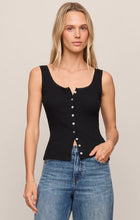 Load image into Gallery viewer, Z SUPPLY LAINEY POINTELLE BUTTON FRONT TANK - BLACK
