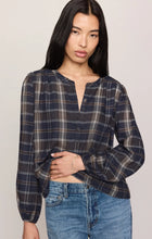 Load image into Gallery viewer, Z SUPPLY AUTUMN PLAID HENLEY BLOUSE - ECLIPSE
