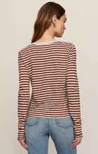 Load image into Gallery viewer, Z SUPPLY JUNIE LONG SLEEVE STRIPE SLUB TEE - DARK ROSEWOOD
