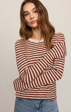 Load image into Gallery viewer, Z SUPPLY JUNIE LONG SLEEVE STRIPE SLUB TEE - DARK ROSEWOOD
